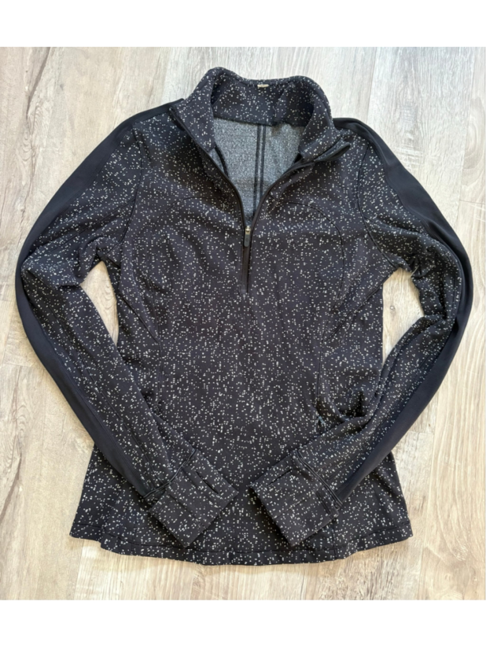 Lululemon Run Briskly 1/2 Zip Magnetized Jacquard Black White Pullover 8